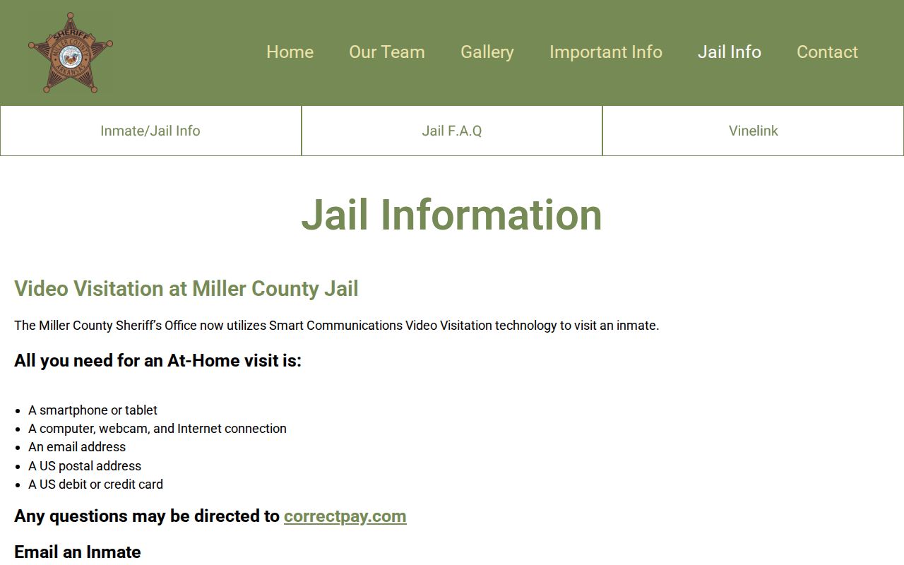 Miller County Detention Center booking record fallback for Fouke arrests