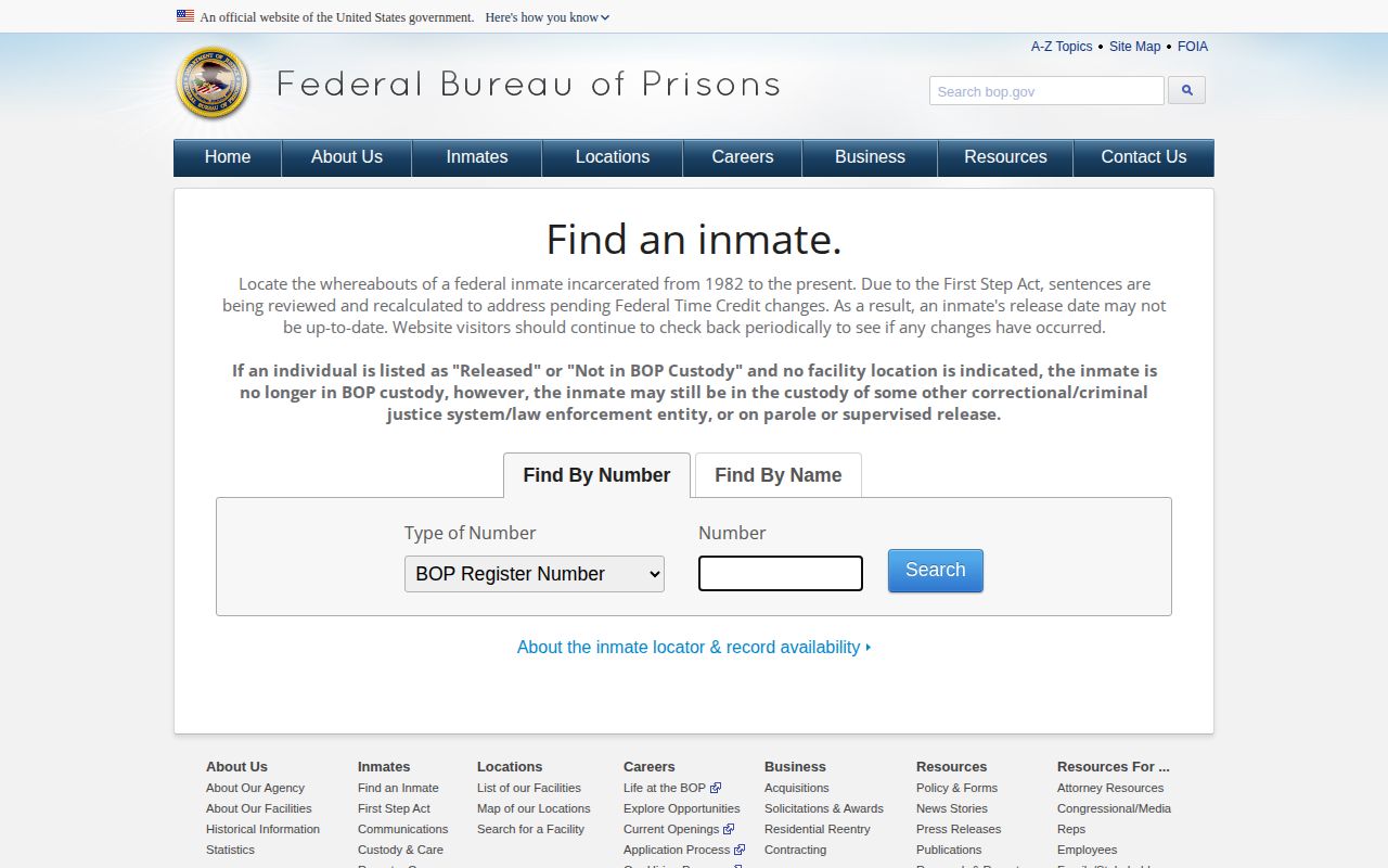 Federal BOP inmate locator for Miller County federal custody checks