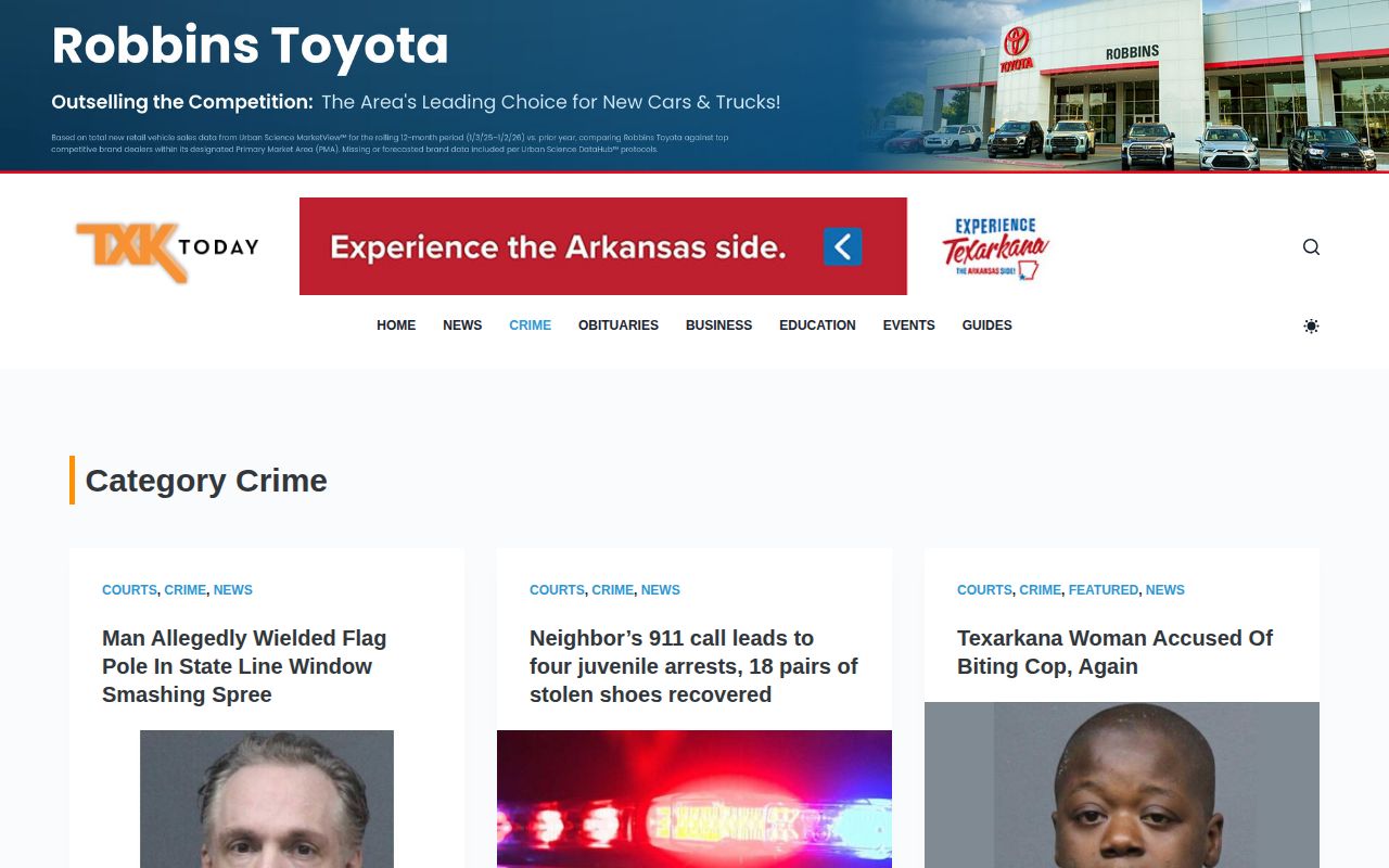 Miller County crime news section at TXK Today